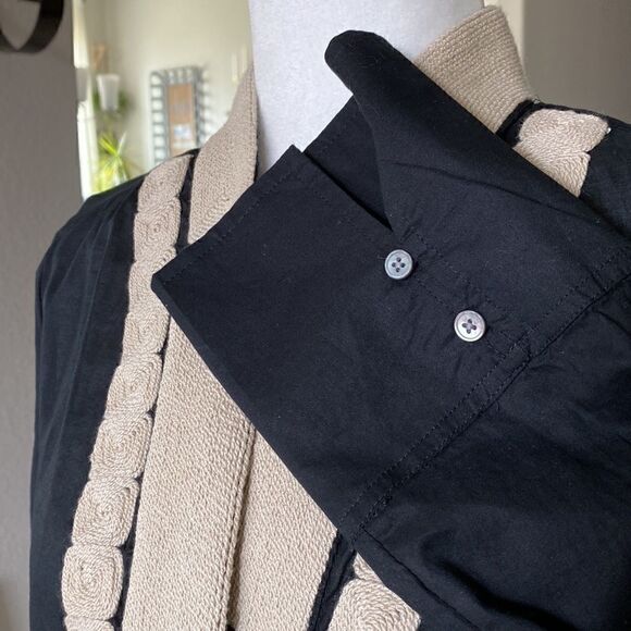 J. Crew Soutache Trim Black V Neck Long Sleeve Tunic Cotton Small - Picture 7 of 8